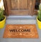 Welcome door Mat on a White Background Placed outside door