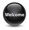 Welcome glassy black round button