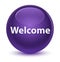 Welcome glassy purple round button