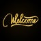 Welcome gold glitter hand lettering on black