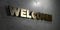 Welcome! - Gold sign mounted on glossy marble wall - 3D rendered royalty free stock illustration