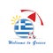 Welcome greece icon travel illustration in colorful