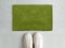 Welcome green entry designer doormat with sneaker shoes