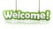 Welcome! green word text on white background