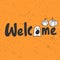 Welcome. Halloween Sticker for social media content. Vector hand drawn illustration design.