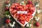 Welcome Home Card with Heart Cheesecake with Strawberries