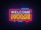 Welcome Home Neon Text Vector. Welcome Home neon sign, design template, modern trend design, night neon signboard, night