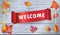 Welcome logo fall leaves on wood wallpaper