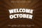 Welcome October editable text effect 3D emboss vintage style