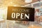 Welcome open sign for business background