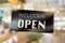 Welcome open sign for business background