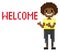 Welcome Pixel Character Woman Smiling Game Vector