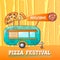 Welcome pizza festival concept background, cartoon style