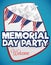 Welcome Poster for Memorial Day Party, Vector Illustration