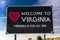 Welcome sign, entrance to the state of Virgina, \'Virginia is for Lovers\' - October 26, 2016