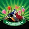 Welcome spring birds and tulips burst design