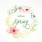 Welcome spring, Flowers wreath watercolors, Hand drawing flowers