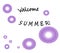 Welcome summer greeting card. White background. Happy, positive, optimistic, cheerful  mood.