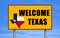 Welcome Texas road sign message