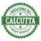 WELCOME TO CALCUTTA - WEST BENGAL, words written on green stamp