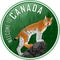 Welcome to Canada woodland forest label logo emblem with lynx - Vector