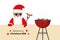 Welcome to christmas BBQ santa claus grills sausages funny cartoon