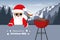 Welcome to christmas BBQ santa claus grills sausages funny cartoon