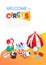 Welcome to circus - modern colorful isometric web banner