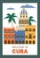 Welcome to Cuba promotion banner or flyer layout flat vector illustration.