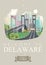 Welcome to Delaware vector illustration with colorful detailed landscapes. The first state