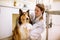 Welcome to dog patient before examining at pet clinic