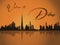 Welcome to Dubai sunset Burj Khalifa tower skyline united arab emirates vector illustration design for post card touristic