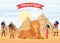 Welcome to Egypt banner or flyer with pyramids and ancient gods vector illustration.