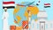 Welcome to Egypt postcard. Travel and journey concept of Islamic country vector illustration with national flag of Egypt