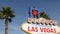 Welcome to fabulous Las Vegas retro neon sign in gambling tourist resort, USA. Iconic vintage banner as symbol of casino