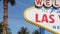 Welcome to fabulous Las Vegas retro neon sign in gambling tourist resort, USA. Iconic vintage banner as symbol of casino