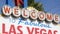 Welcome to fabulous Las Vegas retro neon sign in gambling tourist resort, USA. Iconic vintage banner as symbol of casino