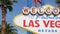 Welcome to fabulous Las Vegas retro neon sign in gambling tourist resort, USA. Iconic vintage banner as symbol of casino, games of