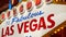 Welcome to fabulous Las Vegas retro neon sign in gambling tourist resort, USA. Iconic vintage glowing banner, symbol of