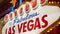 Welcome to fabulous Las Vegas retro neon sign in gambling tourist resort, USA. Iconic vintage glowing banner, symbol of