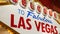 Welcome to fabulous Las Vegas retro neon sign in gambling tourist resort, USA. Iconic vintage glowing banner, symbol of