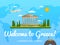Welcome to Greece poster with famous attraction
