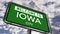 Welcome to Iowa City. USA Road Sign Close Up, Realistic 3d Animation