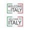 Welcome to Italy symbols with flags, simple modern Italian icons isolated on white background