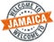 welcome to Jamaica orange ribbon stamp