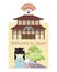 Welcome to Japan poster, banner vector illustration. Japanese geisha character in kimono clothing. Traditional Japan