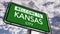 Welcome to Kansas City. USA Road Sign Close Up, Realistic 3d Animation