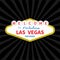 Welcome to Las Vegas sign icon. Classic retro symbol. Nevada sight showplace. Flat design. Black starburst sunburst background.