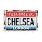 Welcome to London Chelsea Skyline RUSTED VINTAGE GRUNGY PLATE SIGN