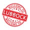 Welcome to Lubbock. Impression of a round stamp with a scuff
